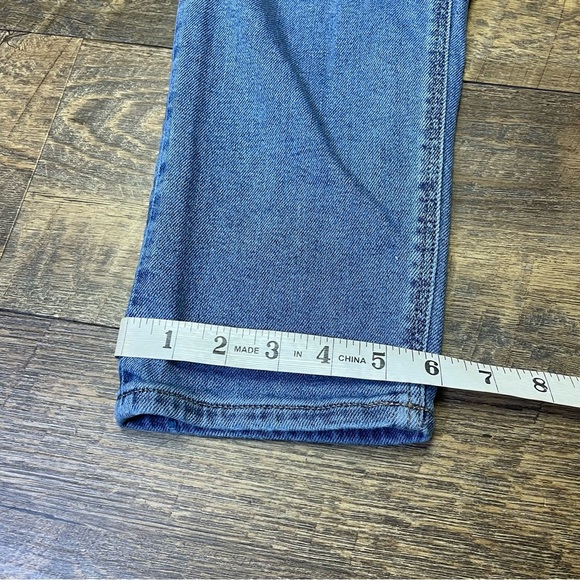 American Eagle Mom Jeans Womens 6 LONG High Rise Stretch Blue Denim Distressed - Picture 4 of 10